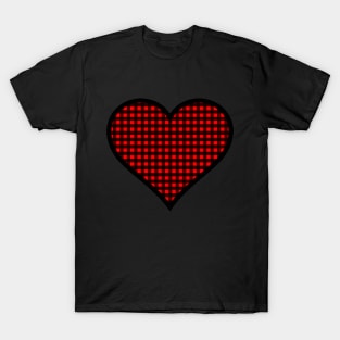 Red and Black Gingham Heart T-Shirt